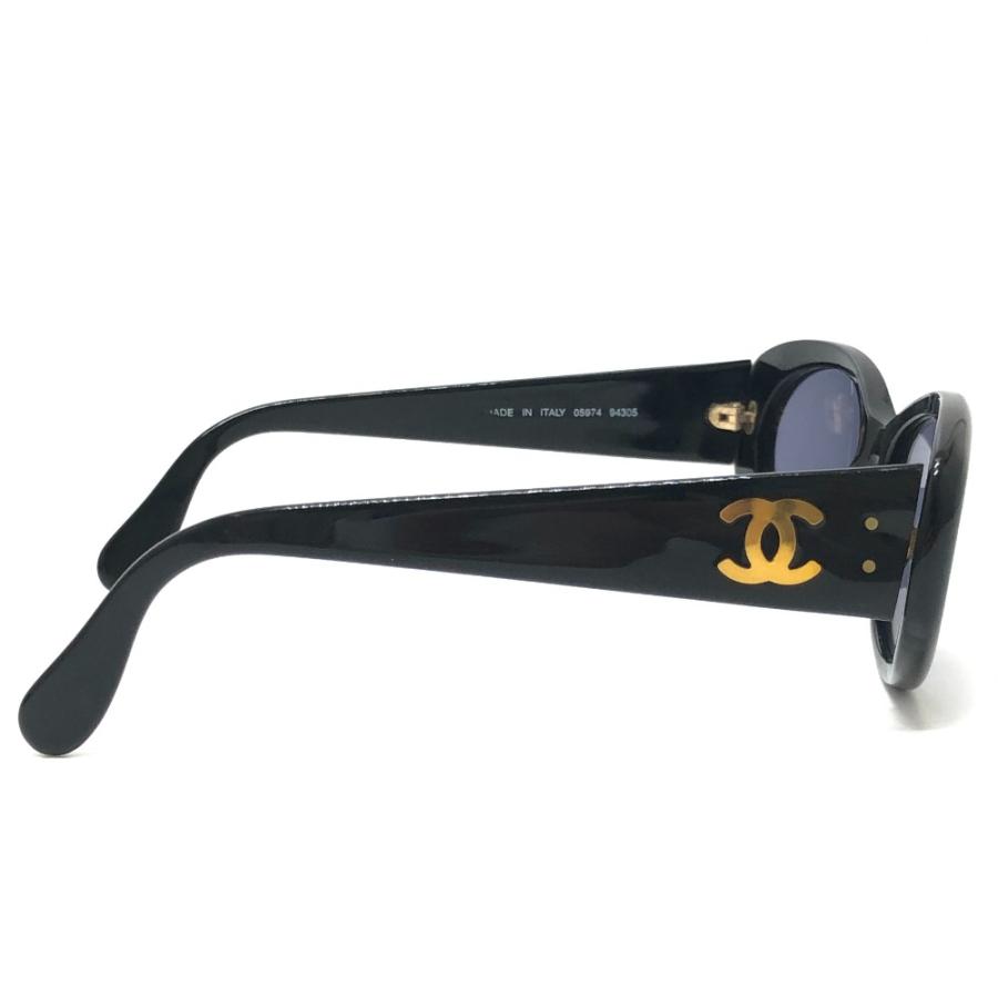 CHANEL シャネル 05974 ココマーク アイウェア オーバル ブルーレンズ ヴィンテージ サングラス ブラック レディース【中古】 | CHANEL | 03