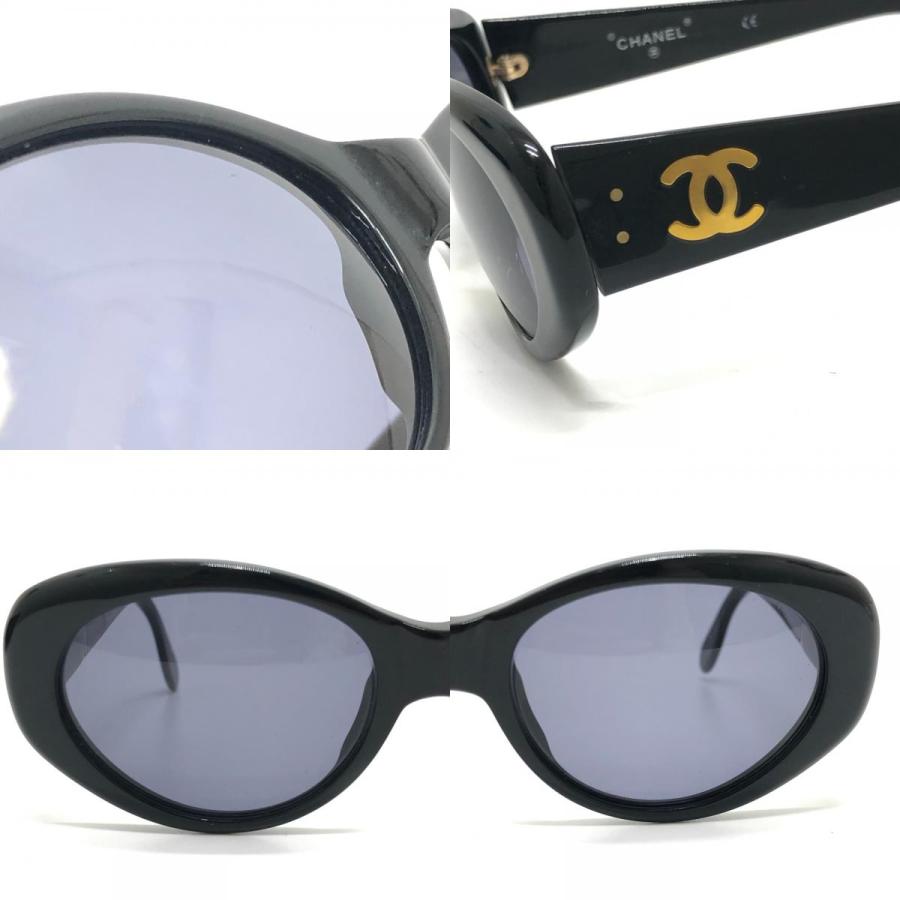 CHANEL シャネル 05974 ココマーク アイウェア オーバル ブルーレンズ ヴィンテージ サングラス ブラック レディース【中古】 | CHANEL | 08