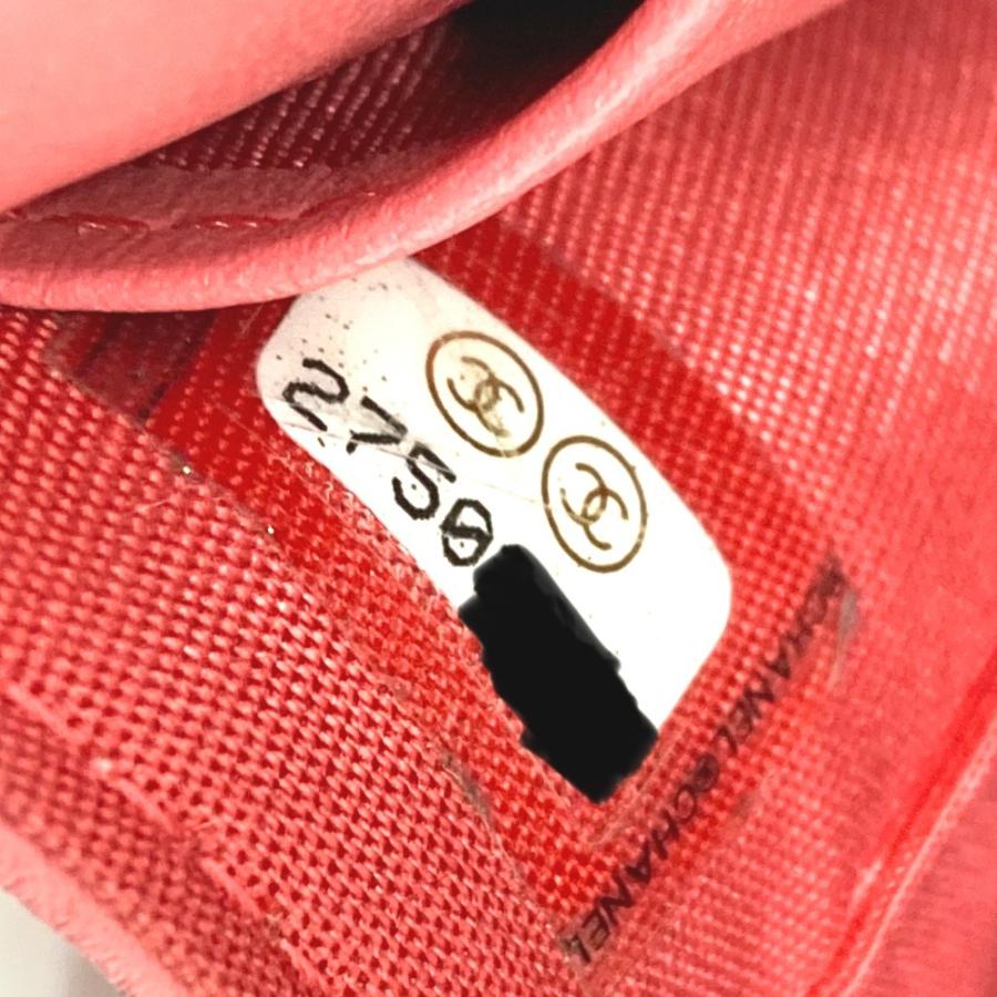 シャネル CHANEL Wホック スモール フラップ ウォレット A70796 CC ココマーク コンパクト 3つ折り財布 キャビアスキン サーモンピンク CHANEL（シャネル） A70796 CC ココマーク Wホック スモール フラップ