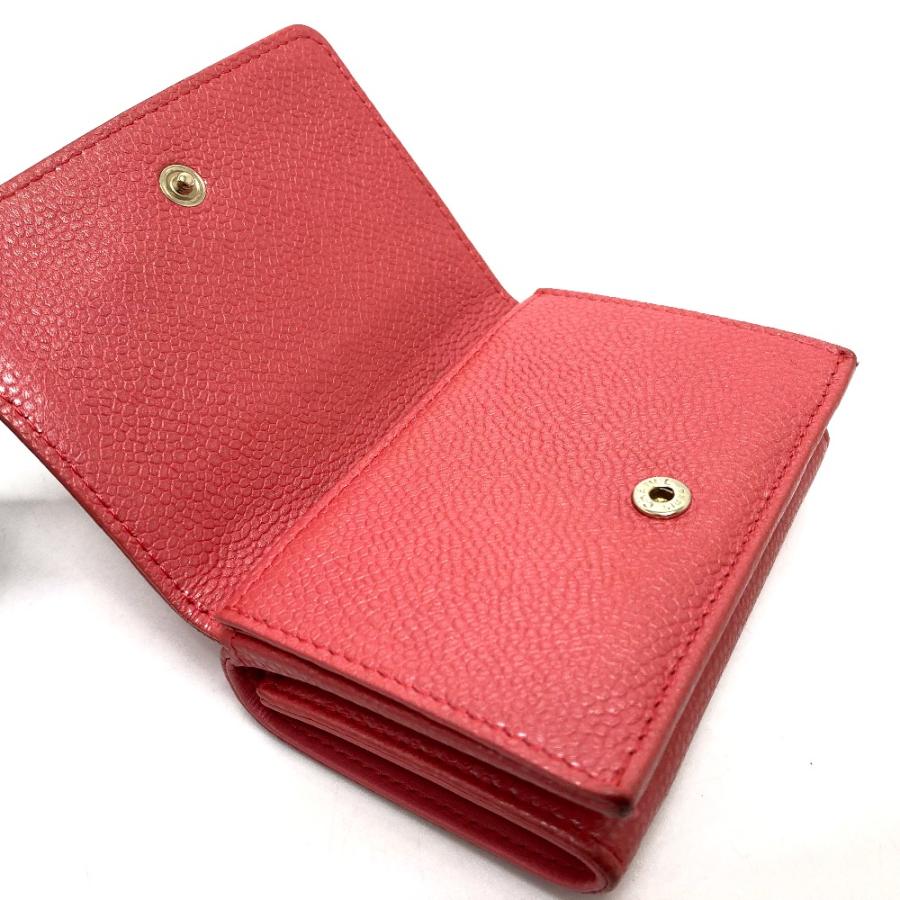 シャネル CHANEL Wホック スモール フラップ ウォレット A70796 CC ココマーク コンパクト 3つ折り財布 キャビアスキン サーモンピンク CHANEL（シャネル） A70796 CC ココマーク Wホック スモール フラップ