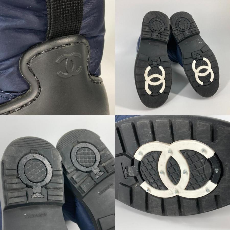 美品CHANELシャネルロゴキャンバスサイドゴアブーツ39C 【公式通販】