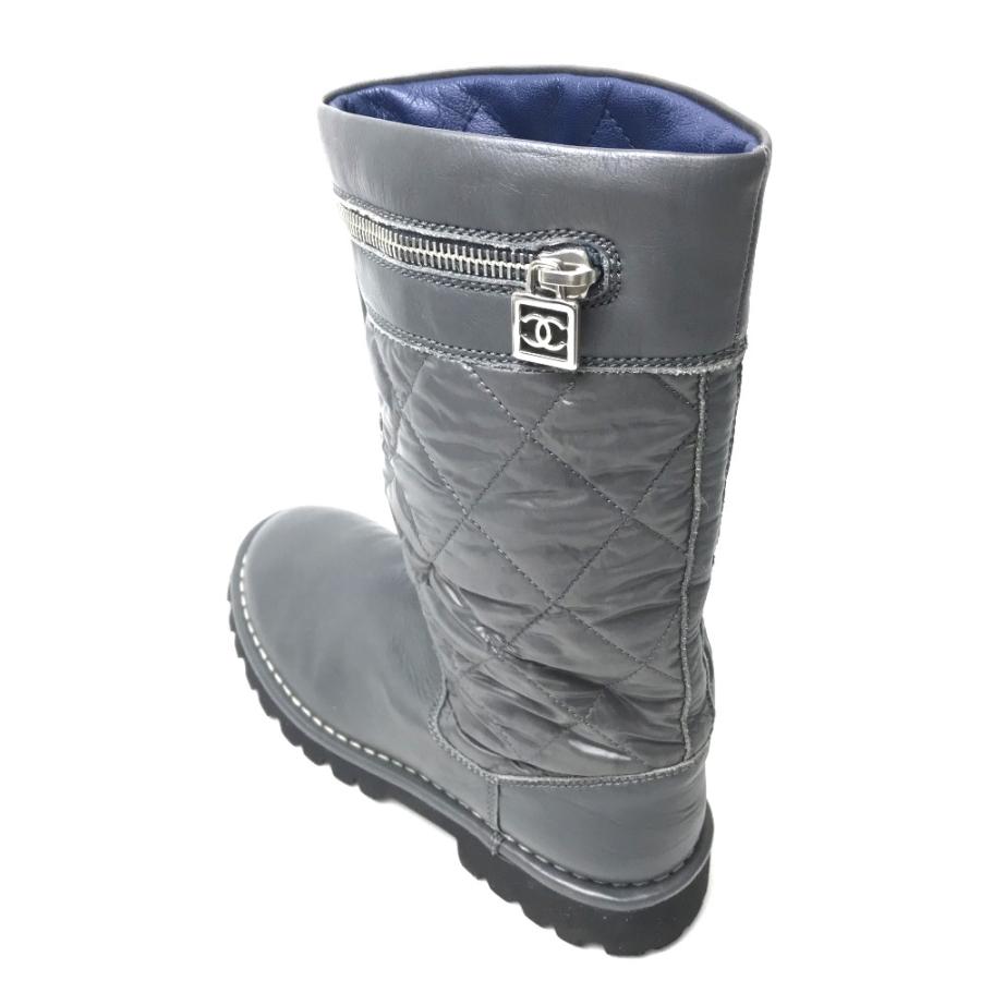 CHANEL シャネル エンジニアブーツ ココ・コクーン ブーツ ナイロン/レザー 35 グレー レディース | CHANEL | 01