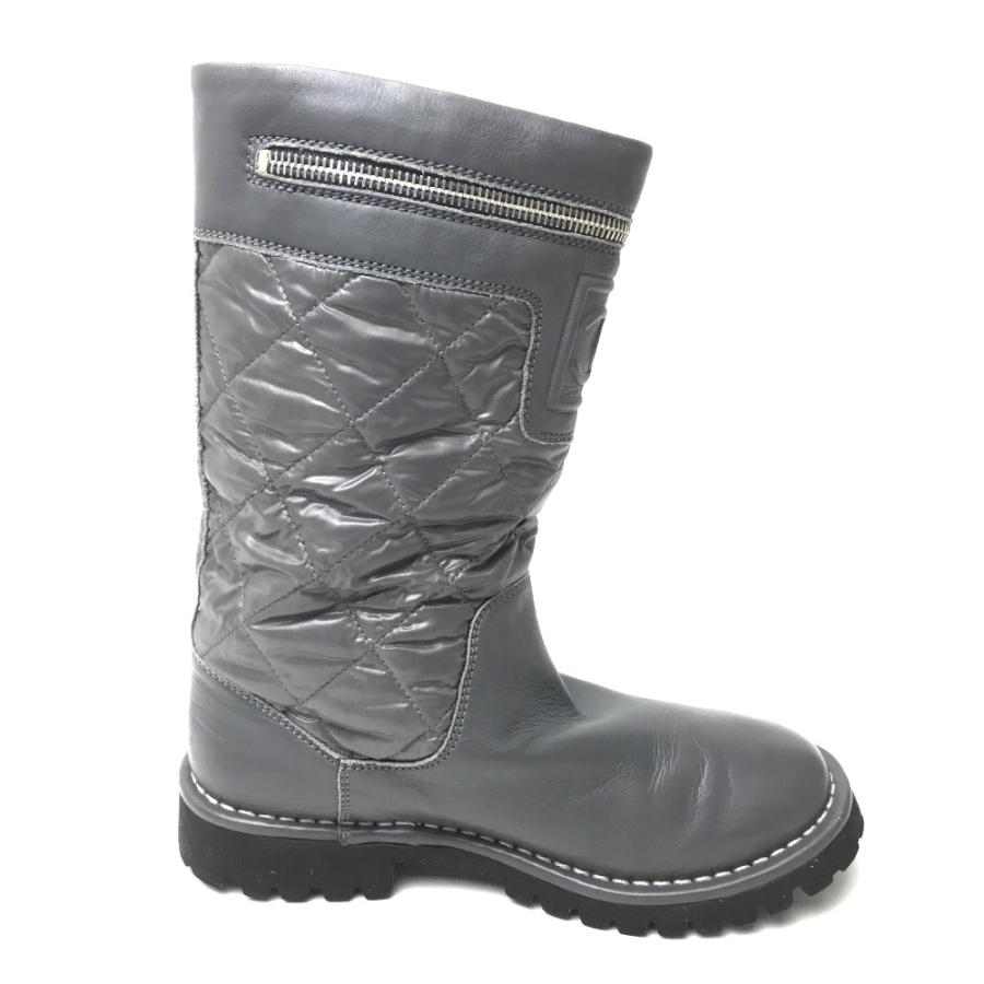 CHANEL シャネル エンジニアブーツ ココ・コクーン ブーツ ナイロン/レザー 35 グレー レディース | CHANEL | 02