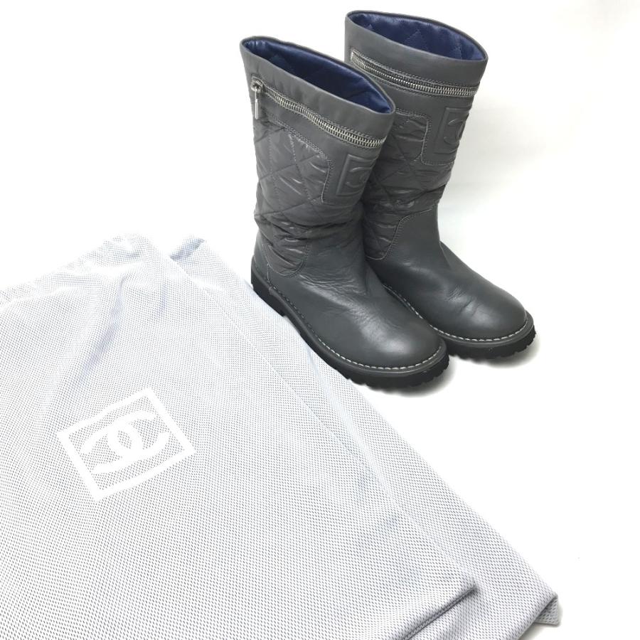 CHANEL シャネル エンジニアブーツ ココ・コクーン ブーツ ナイロン/レザー 35 グレー レディース | CHANEL | 06