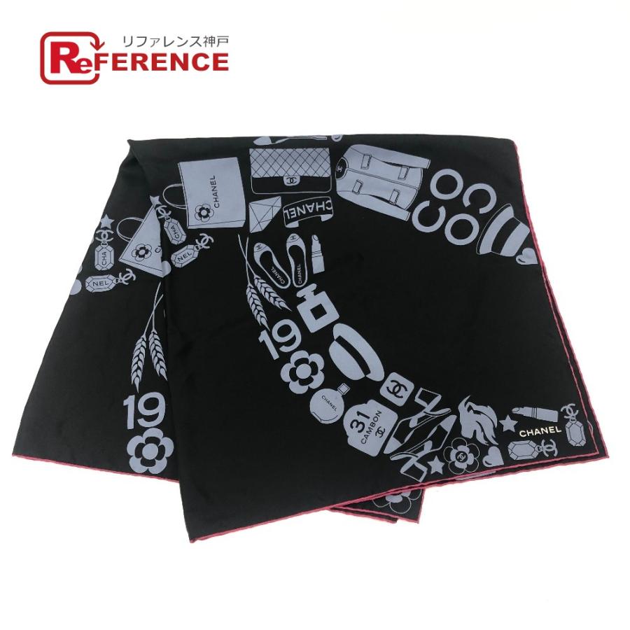 CHANEL シャネル ポップ マルチデザイン ファッション小物 大判 スカーフ ブラック レディース【中古】 | CHANEL