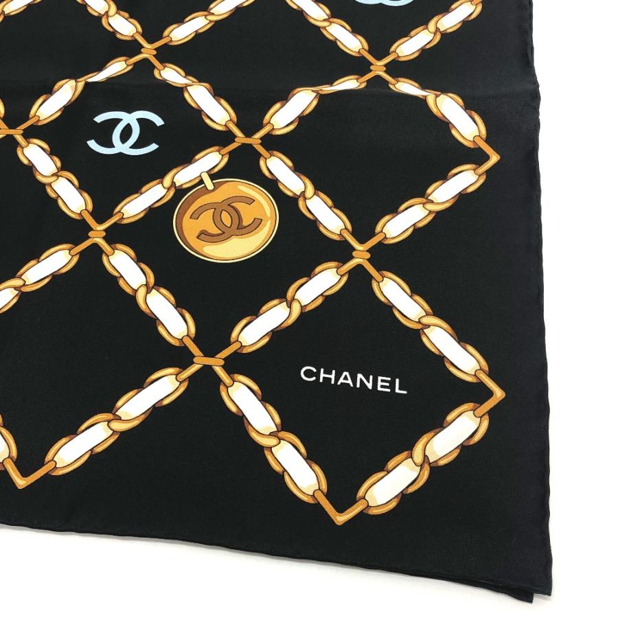 未使用 CHANEL シャネル ココマークチェーン総柄 アパレル小物 ショール 大判 スカーフ ブラック レディース【中古】 | CHANEL | 03
