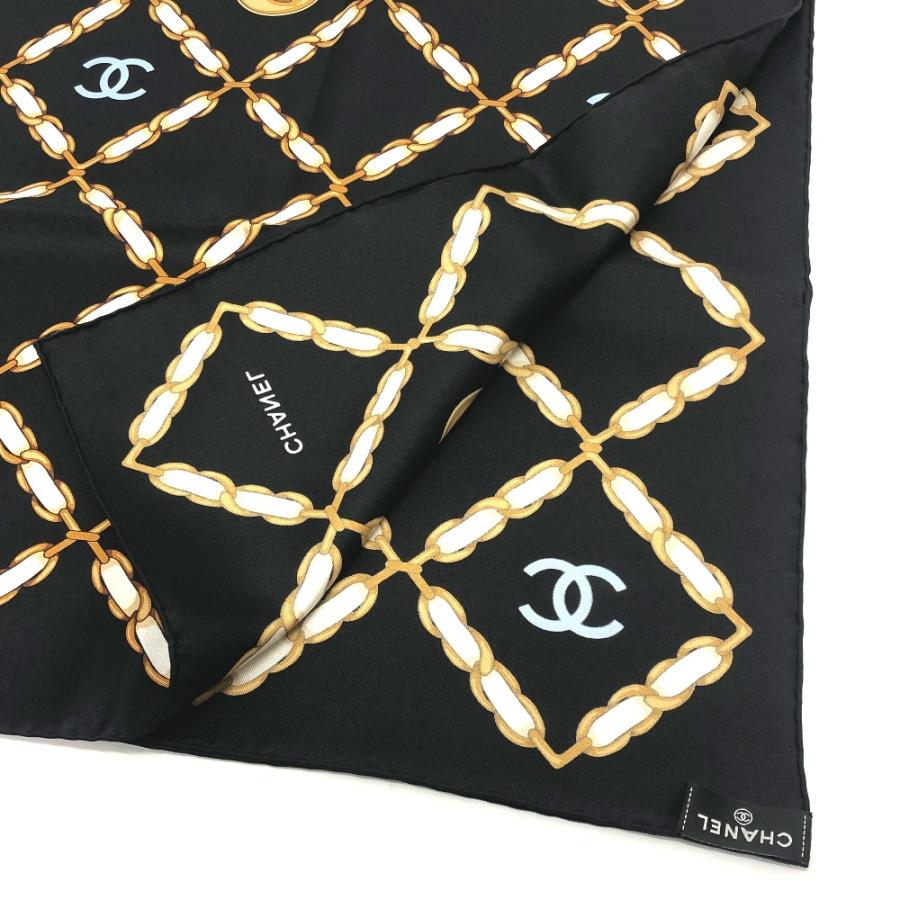 未使用 CHANEL シャネル ココマークチェーン総柄 アパレル小物 ショール 大判 スカーフ ブラック レディース【中古】 | CHANEL | 04