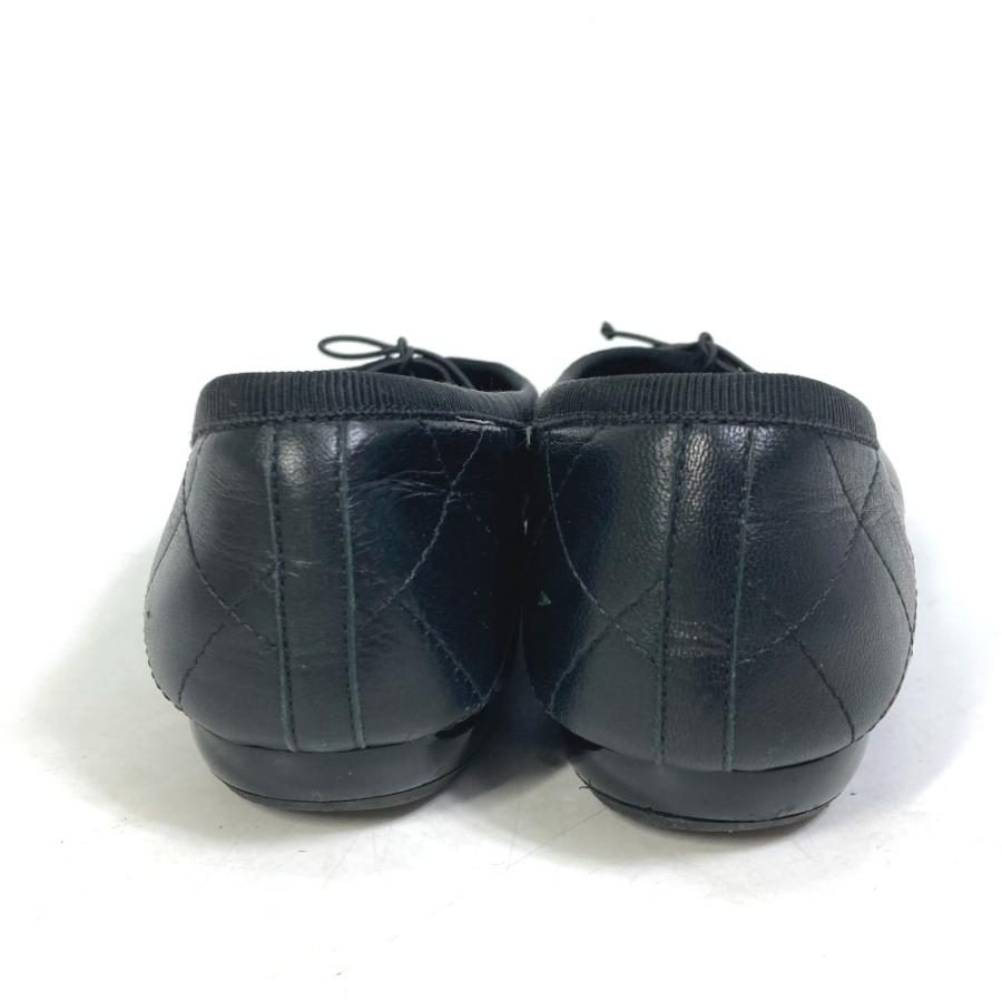 美品【シャネル】パンプス　ココマーク　キルティング リボン　黒　レザー　39 CHANEL シャネル G24712 カンボンライン CC ココマーク リボン