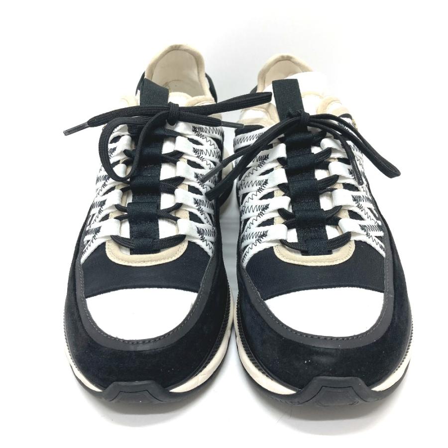 新品同様 CHANEL シャネル G46260 スピンドル ココマーク ファブリック スニーカー 靴 25C スニーカー ブラック レディース【中古】 | CHANEL | 01