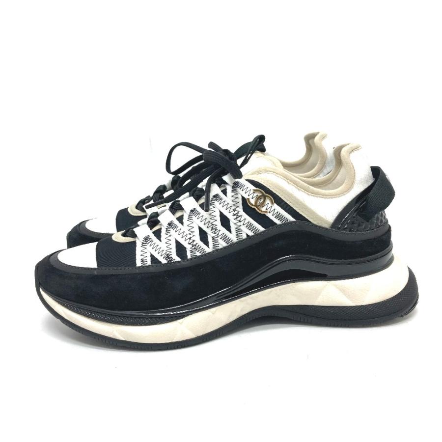 新品同様 CHANEL シャネル G46260 スピンドル ココマーク ファブリック スニーカー 靴 25C スニーカー ブラック レディース【中古】 | CHANEL | 04
