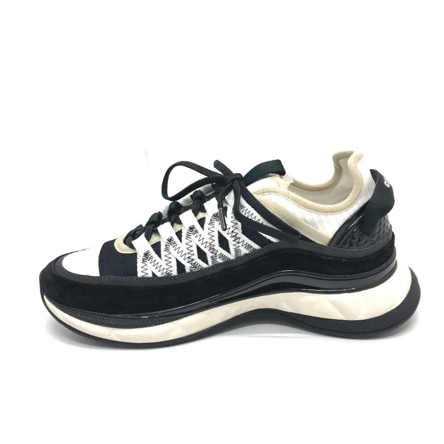 新品同様 CHANEL シャネル G46260 スピンドル ココマーク ファブリック スニーカー 靴 25C スニーカー ブラック レディース【中古】 | CHANEL | 05