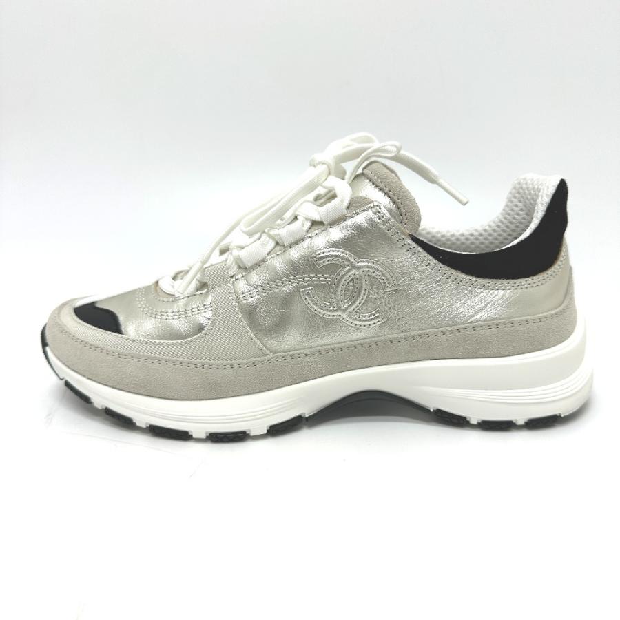 未使用 CHANEL シャネル G46609 ココマーク メタリック 靴 シューズ ローカット 2025A スニーカー メティエダール レディース【中古】 | CHANEL | 03