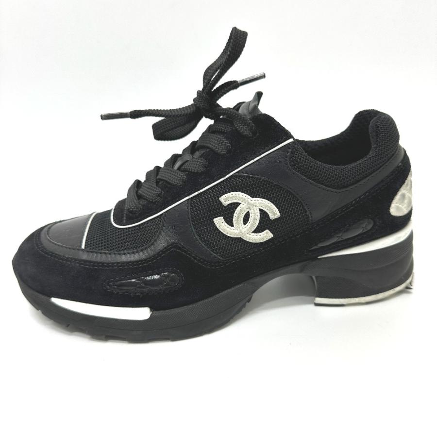 CHANEL シャネル G46872 ココマーク ミックス ファイバー 靴 25K スニーカー ブラック レディース【中古】 | CHANEL | 03
