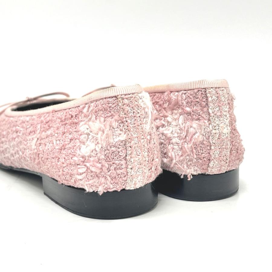 未使用 CHANEL シャネル ココマーク リボン バイカラー 靴 ツイード バレリーナ フラット シューズ  ピンク レディース【中古】 | CHANEL | 02