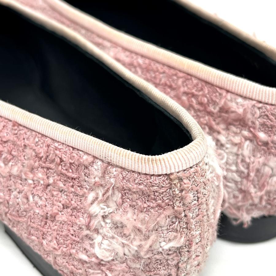 未使用 CHANEL シャネル ココマーク リボン バイカラー 靴 ツイード バレリーナ フラット シューズ  ピンク レディース【中古】 | CHANEL | 03