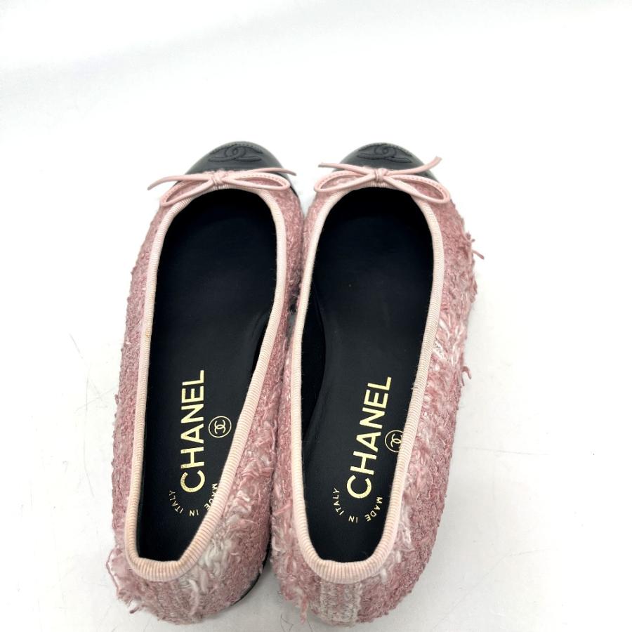 未使用 CHANEL シャネル ココマーク リボン バイカラー 靴 ツイード バレリーナ フラット シューズ  ピンク レディース【中古】 | CHANEL | 04