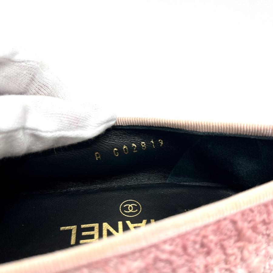 未使用 CHANEL シャネル ココマーク リボン バイカラー 靴 ツイード バレリーナ フラット シューズ  ピンク レディース【中古】 | CHANEL | 05