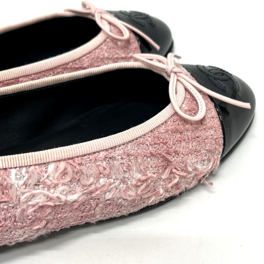 未使用 CHANEL シャネル ココマーク リボン バイカラー 靴 ツイード バレリーナ フラット シューズ  ピンク レディース【中古】 | CHANEL | 07