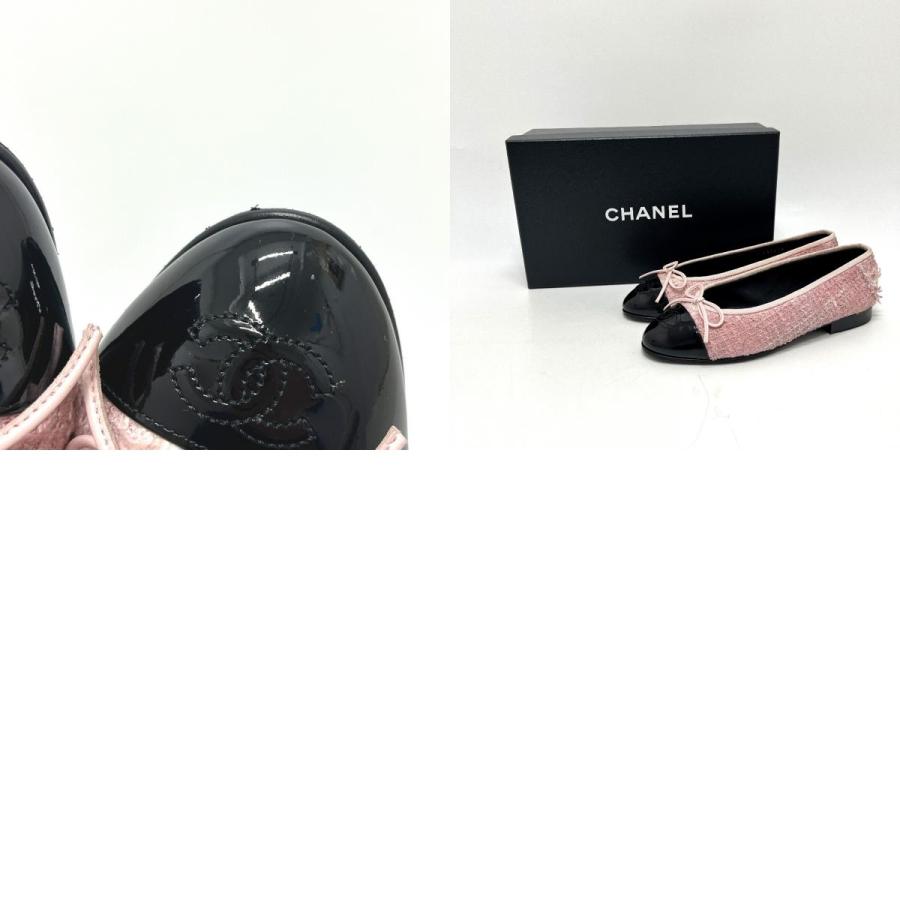 未使用 CHANEL シャネル ココマーク リボン バイカラー 靴 ツイード バレリーナ フラット シューズ  ピンク レディース【中古】 | CHANEL | 09