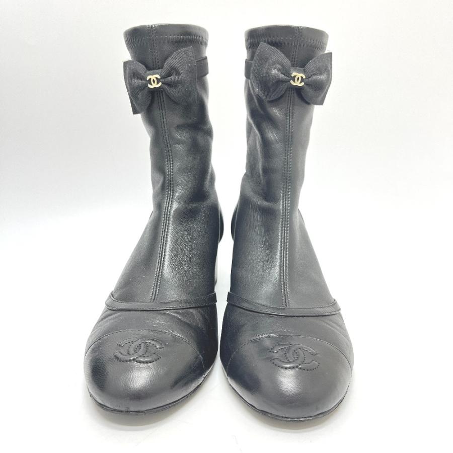 CHANEL シャネル G46755 ストレッチ ラムスキン & ラムスキン ショートブーツ ブーティ 靴 25B 2025-2026年秋冬 ブーツ ブラック 【中古】 | CHANEL | 01