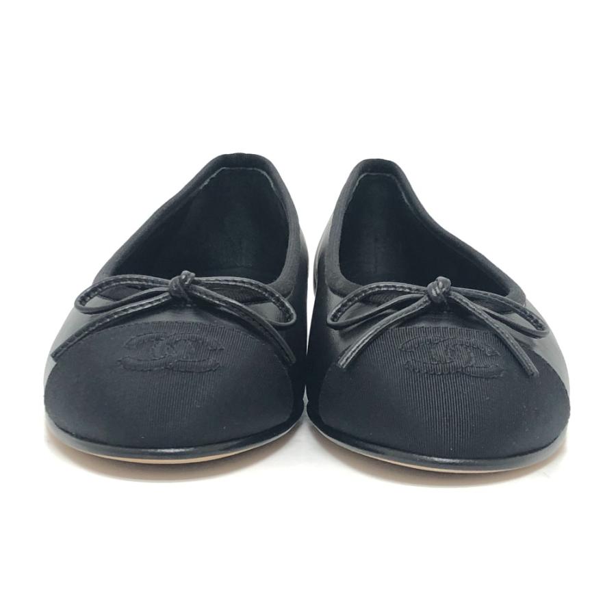 未使用 CHANEL シャネル G02819 リボン バレリーナ 靴 バレエシューズ フラットシューズ 24C パンプス ブラック レディース【中古】 | CHANEL | 01