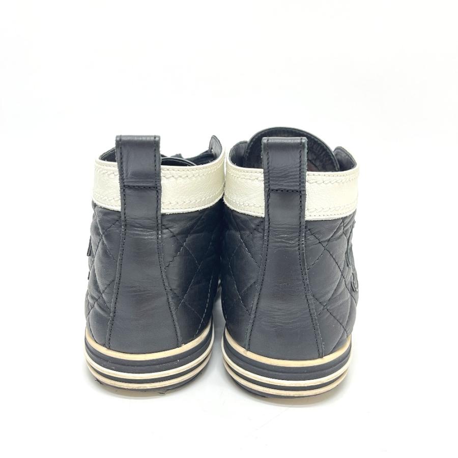 CHANEL シャネル G28067 マトラッセ ココマーク バイカラー ハイカット スニーカー 靴  ブラック レディース【中古】 | CHANEL | 03