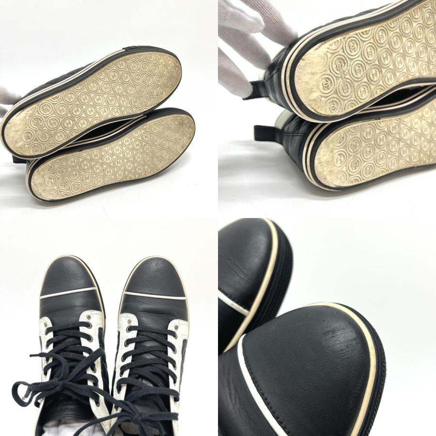 CHANEL シャネル G28067 マトラッセ ココマーク バイカラー ハイカット スニーカー 靴  ブラック レディース【中古】 | CHANEL | 07