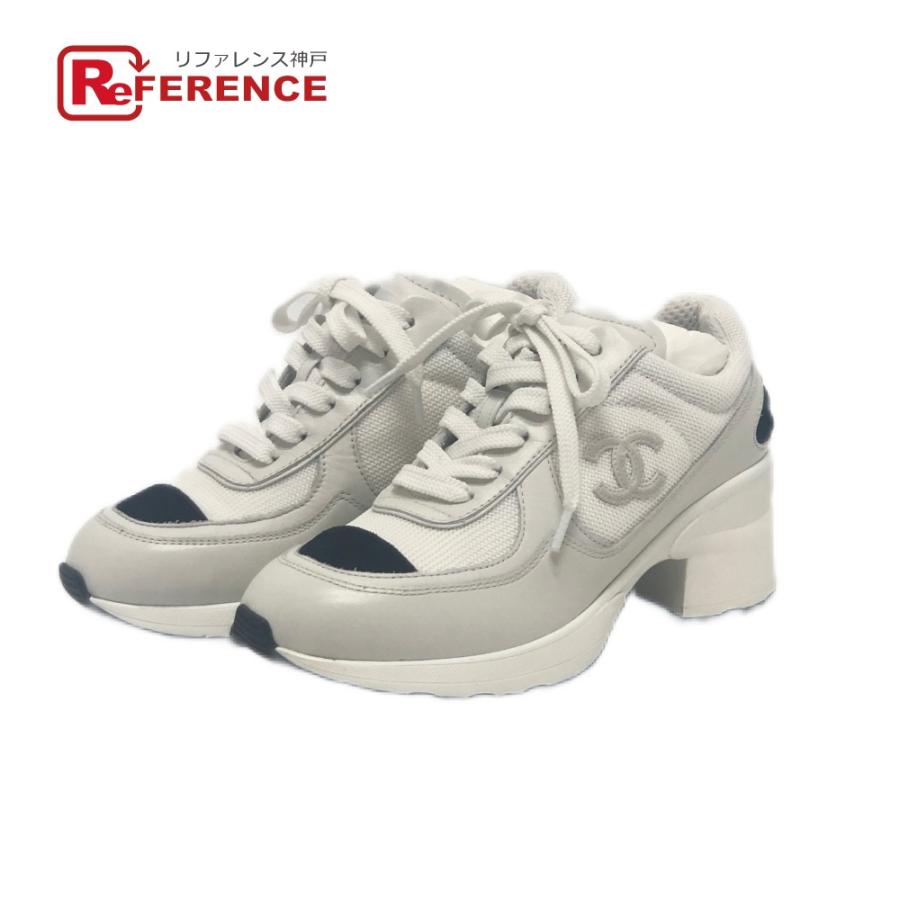 未使用 CHANEL シャネル G46871 ココマーク シャイニーカーフスキン スエード ヒール 2025/26秋冬 スニーカー ホワイト レディース【中古】 | CHANEL