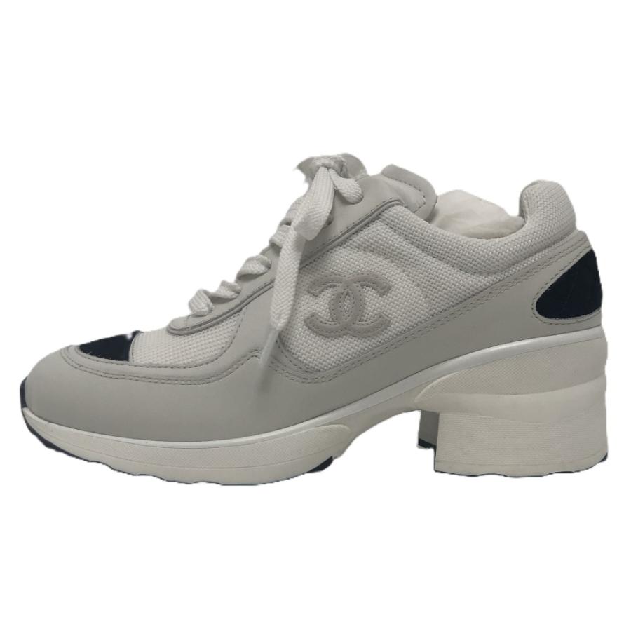 未使用 CHANEL シャネル G46871 ココマーク シャイニーカーフスキン スエード ヒール 2025/26秋冬 スニーカー ホワイト レディース【中古】 | CHANEL | 02