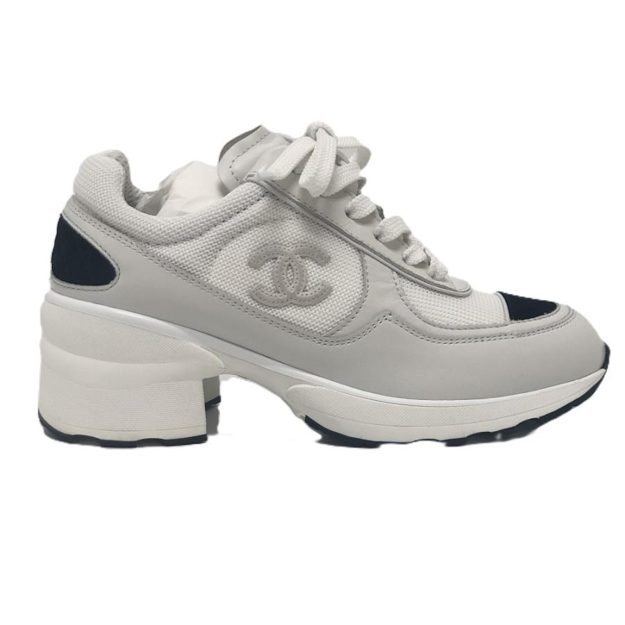 未使用 CHANEL シャネル G46871 ココマーク シャイニーカーフスキン スエード ヒール 2025/26秋冬 スニーカー ホワイト レディース【中古】 | CHANEL | 04
