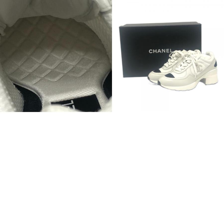 未使用 CHANEL シャネル G46871 ココマーク シャイニーカーフスキン スエード ヒール 2025/26秋冬 スニーカー ホワイト レディース【中古】 | CHANEL | 09