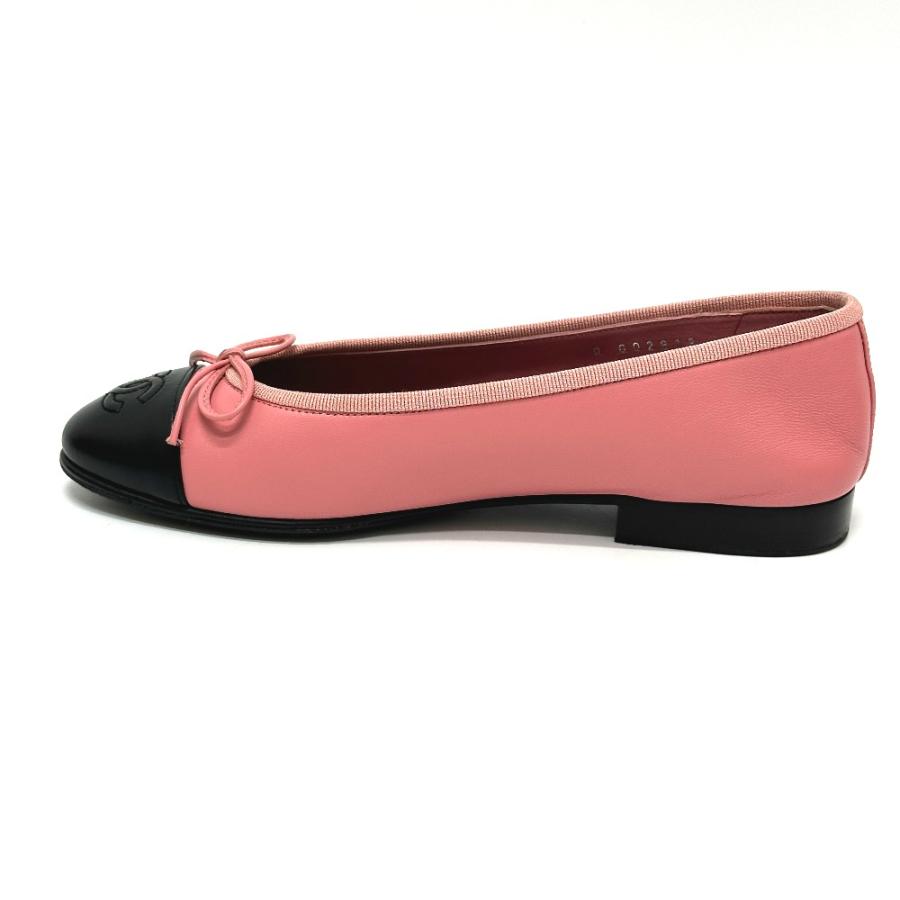 未使用 CHANEL シャネル リボン バレリーナ バレエシューズ フラットシューズ  ピンク レディース【中古】 | CHANEL | 01