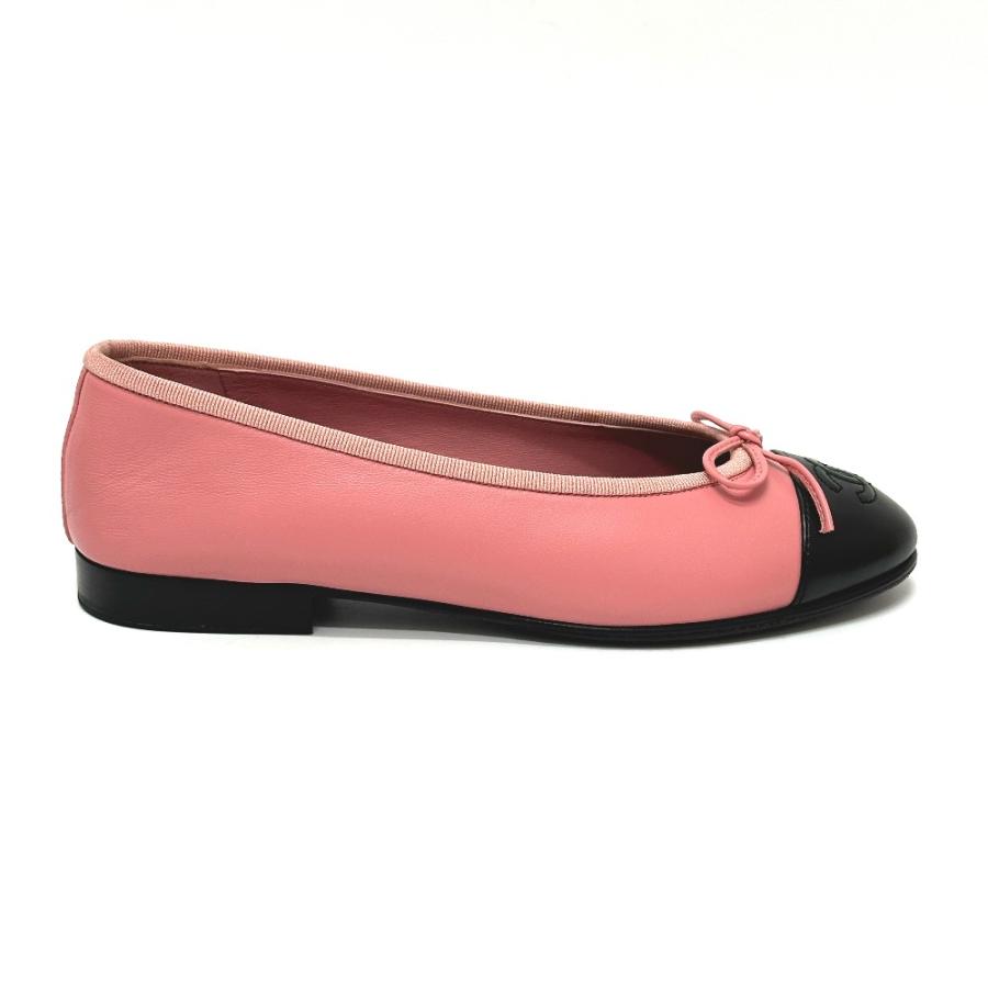 未使用 CHANEL シャネル リボン バレリーナ バレエシューズ フラットシューズ  ピンク レディース【中古】 | CHANEL | 02