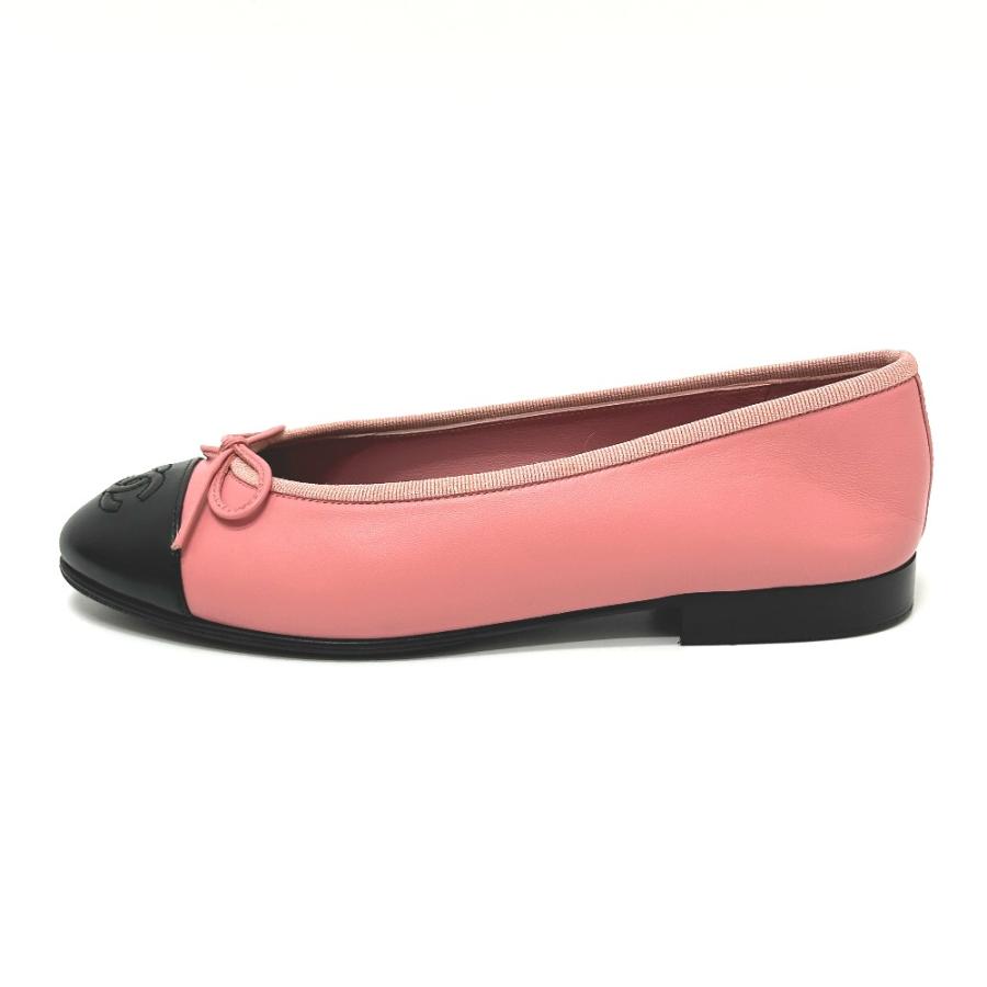 未使用 CHANEL シャネル リボン バレリーナ バレエシューズ フラットシューズ  ピンク レディース【中古】 | CHANEL | 03