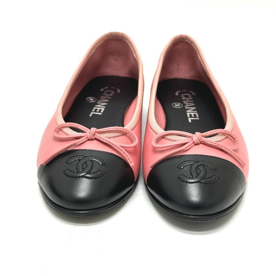 未使用 CHANEL シャネル リボン バレリーナ バレエシューズ フラットシューズ  ピンク レディース【中古】 | CHANEL | 05