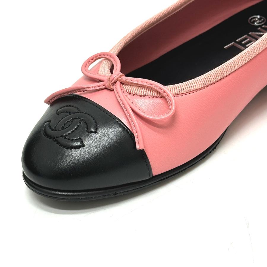 未使用 CHANEL シャネル リボン バレリーナ バレエシューズ フラットシューズ  ピンク レディース【中古】 | CHANEL | 06