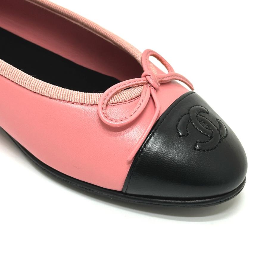 未使用 CHANEL シャネル リボン バレリーナ バレエシューズ フラットシューズ  ピンク レディース【中古】 | CHANEL | 07