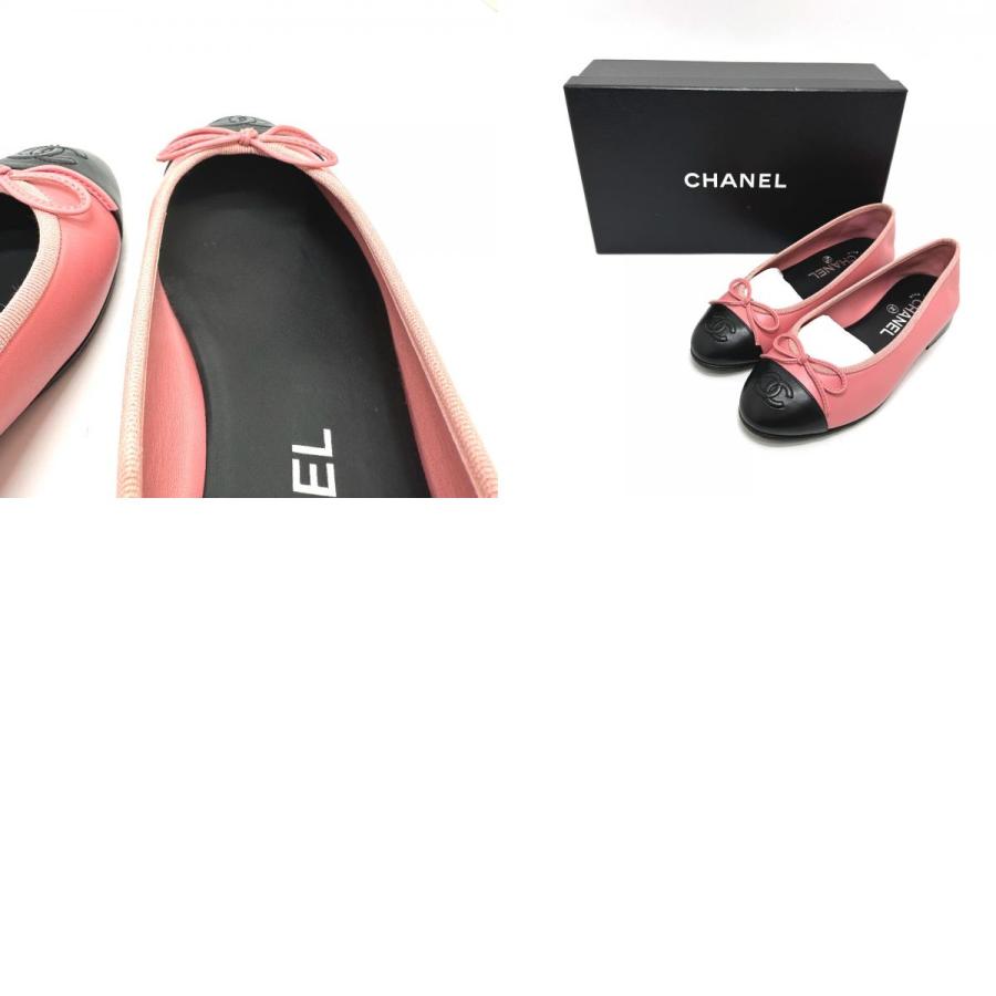 未使用 CHANEL シャネル リボン バレリーナ バレエシューズ フラットシューズ  ピンク レディース【中古】 | CHANEL | 09