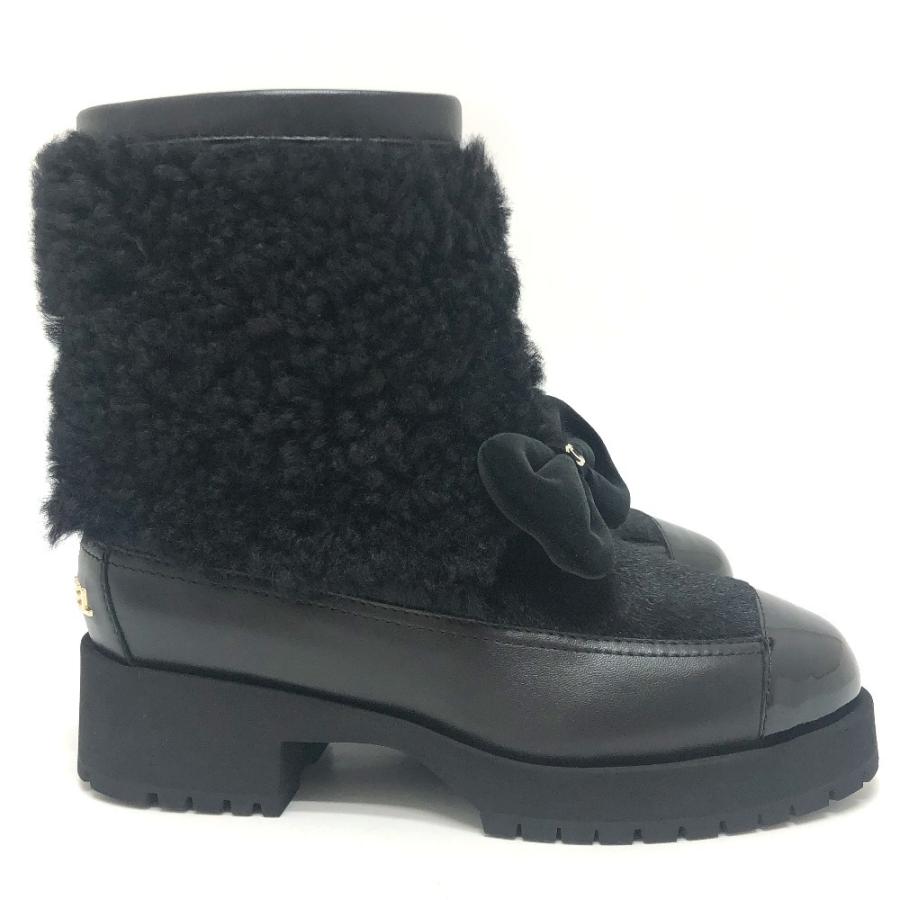 未使用 CHANEL シャネル ココ ネージュ コレクション リボン 靴 ショート ムートン 2025/26年 新作 ブーツ ブラック レディース【中古】 | CHANEL | 03