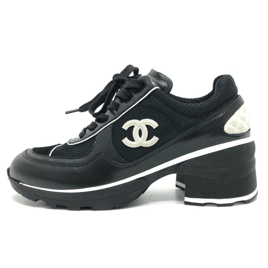 CHANEL シャネル G46871 ココマーク ヒール スニーカー ミックスファイバー カーフスキン&スエード 25/26秋冬 ブラック レディース【中古】 | CHANEL | 04
