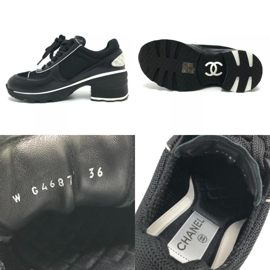 CHANEL シャネル G46871 ココマーク ヒール スニーカー ミックスファイバー カーフスキン&スエード 25/26秋冬 ブラック レディース【中古】 | CHANEL | 08