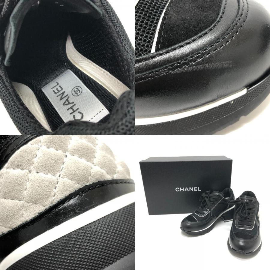CHANEL シャネル G46871 ココマーク ヒール スニーカー ミックスファイバー カーフスキン&スエード 25/26秋冬 ブラック レディース【中古】 | CHANEL | 09