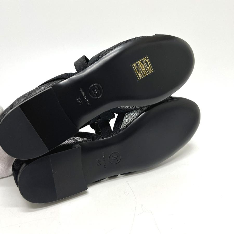 未使用 CHANEL シャネル G46701 ココマーク リボン メリージェーン フラット 靴 サンダル ブラック レディース【中古】 | CHANEL | 04
