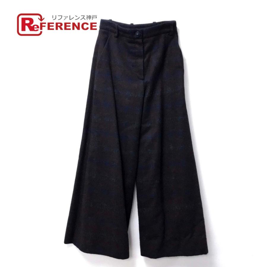 CHANEL シャネル ボトムス 長ズボン ワイドパンツ フランネル 15B パンツ ボルドーxネイビーxグレー レディース | CHANEL