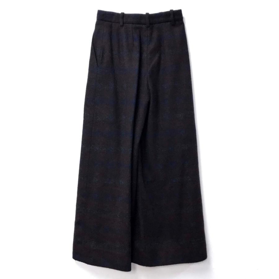 CHANEL シャネル ボトムス 長ズボン ワイドパンツ フランネル 15B パンツ ボルドーxネイビーxグレー レディース | CHANEL | 01