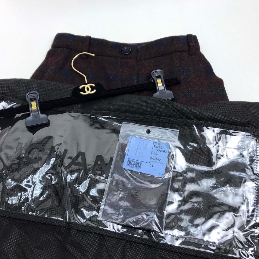 CHANEL シャネル ボトムス 長ズボン ワイドパンツ フランネル 15B パンツ ボルドーxネイビーxグレー レディース | CHANEL | 08