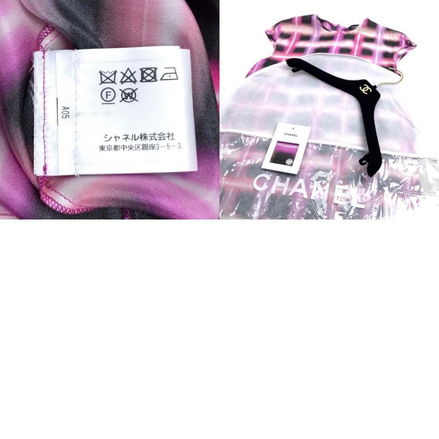 CHANEL 新品同様 シャネル ノースリーブシャツ チェック柄 17S CC ココ 