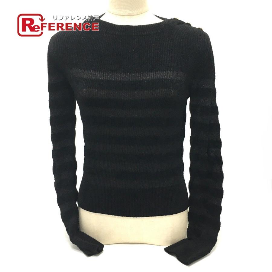 CHANEL シャネル P65620 ボーダー柄 ブルオーバー ニット トップス