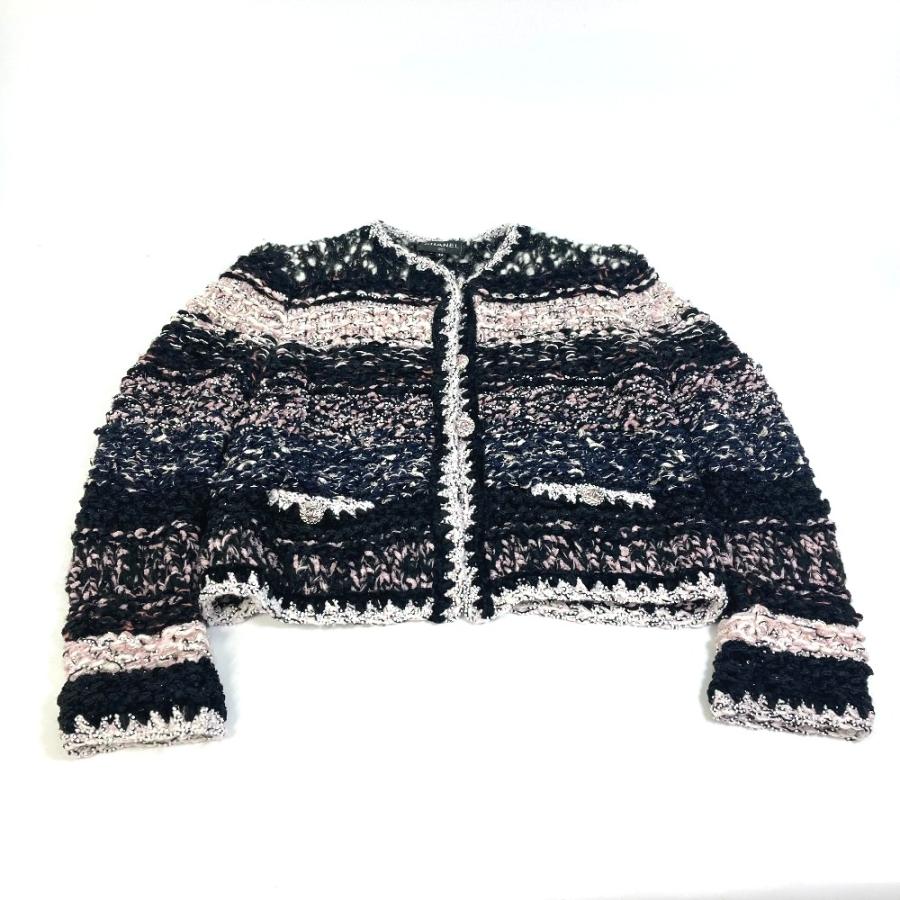 CHANEL シャネル P73552 ミックス ファイバー ツイード ウール&コスチューム パール ジャケット ブラック×ライトピンク【中古】美品 | CHANEL | 02