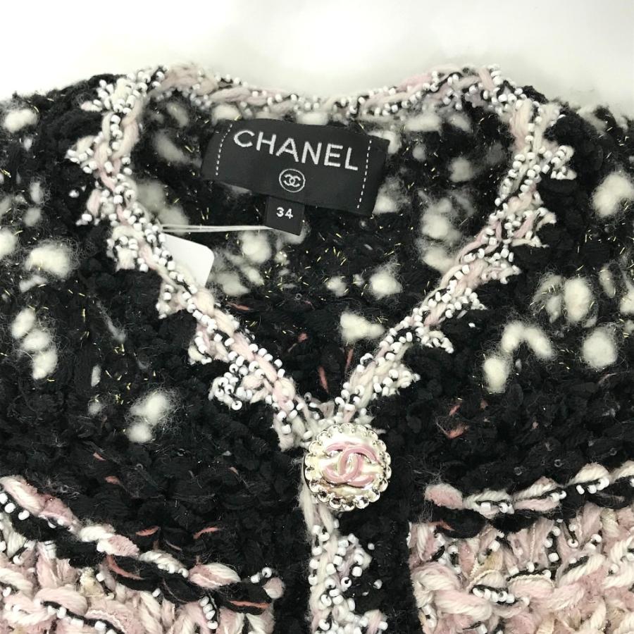 CHANEL シャネル P73552 ミックス ファイバー ツイード ウール&コスチューム パール ジャケット ブラック×ライトピンク【中古】美品 | CHANEL | 04